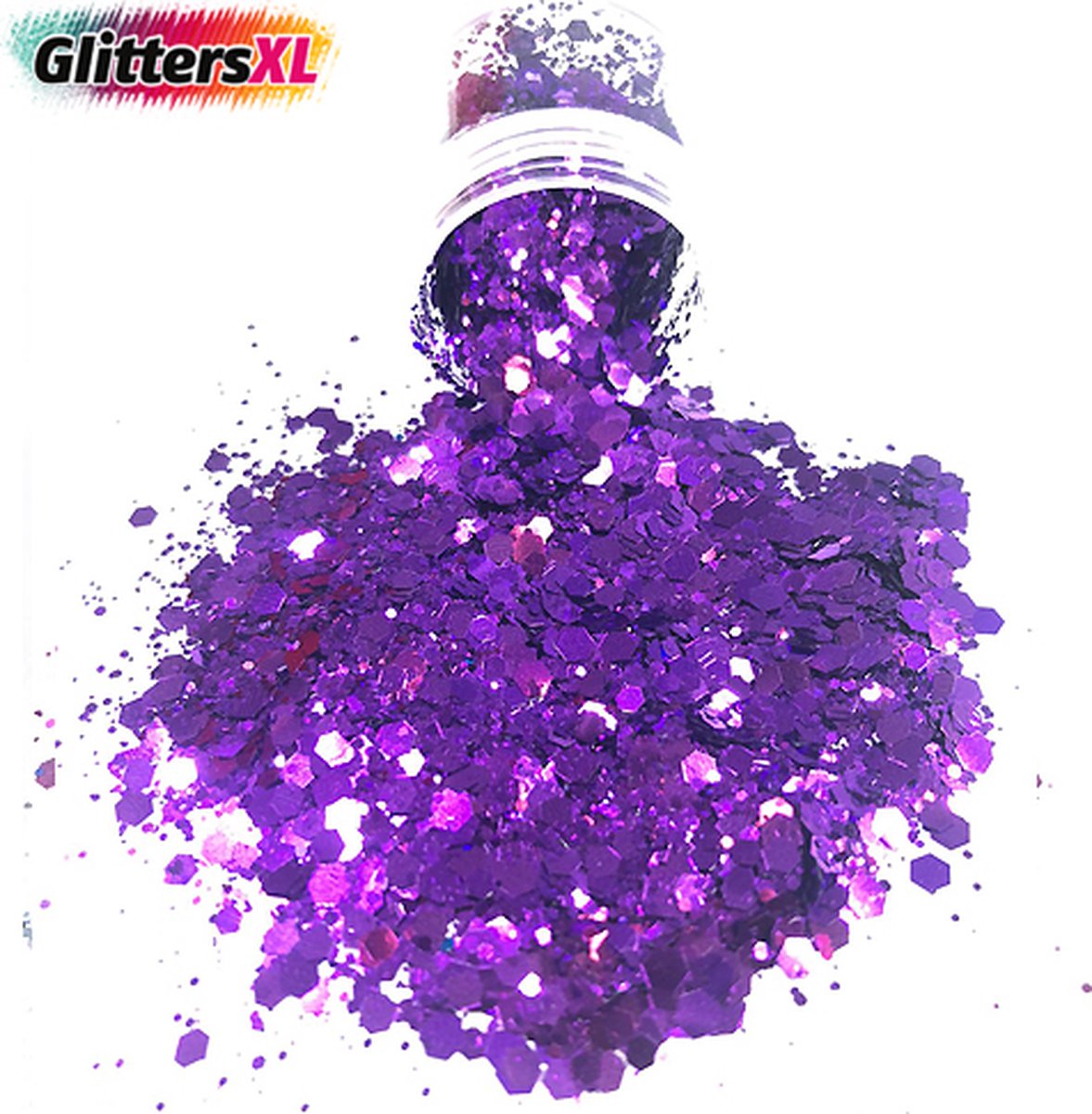 GlittersXL - Chunky Glitters (Paars) (Volume 8g) [Festival Makeup Gezicht Lichaam - Face Body Glitter - Biologisch afbreekbaar - Versiering Dames Volwassen Kinderen]